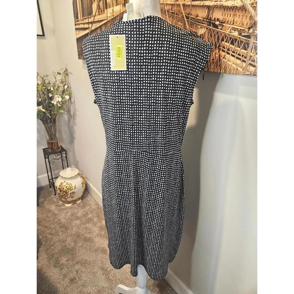 Nwt Michael Kors Black and White Printed Dress with Leather Belt - Picture 2 of 8